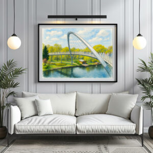Poster: Weinberg bridge rathenow aquarell havelland