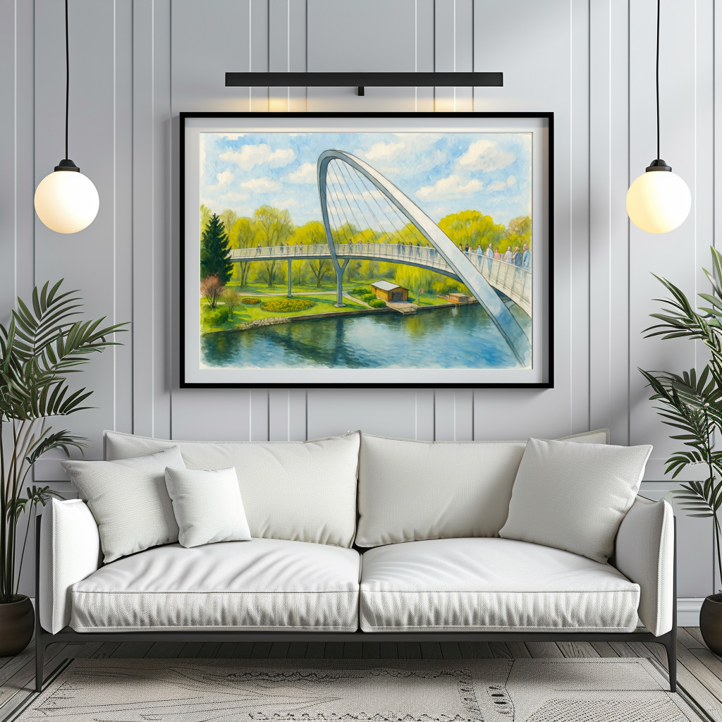 Poster: Weinberg bridge rathenow aquarell havelland