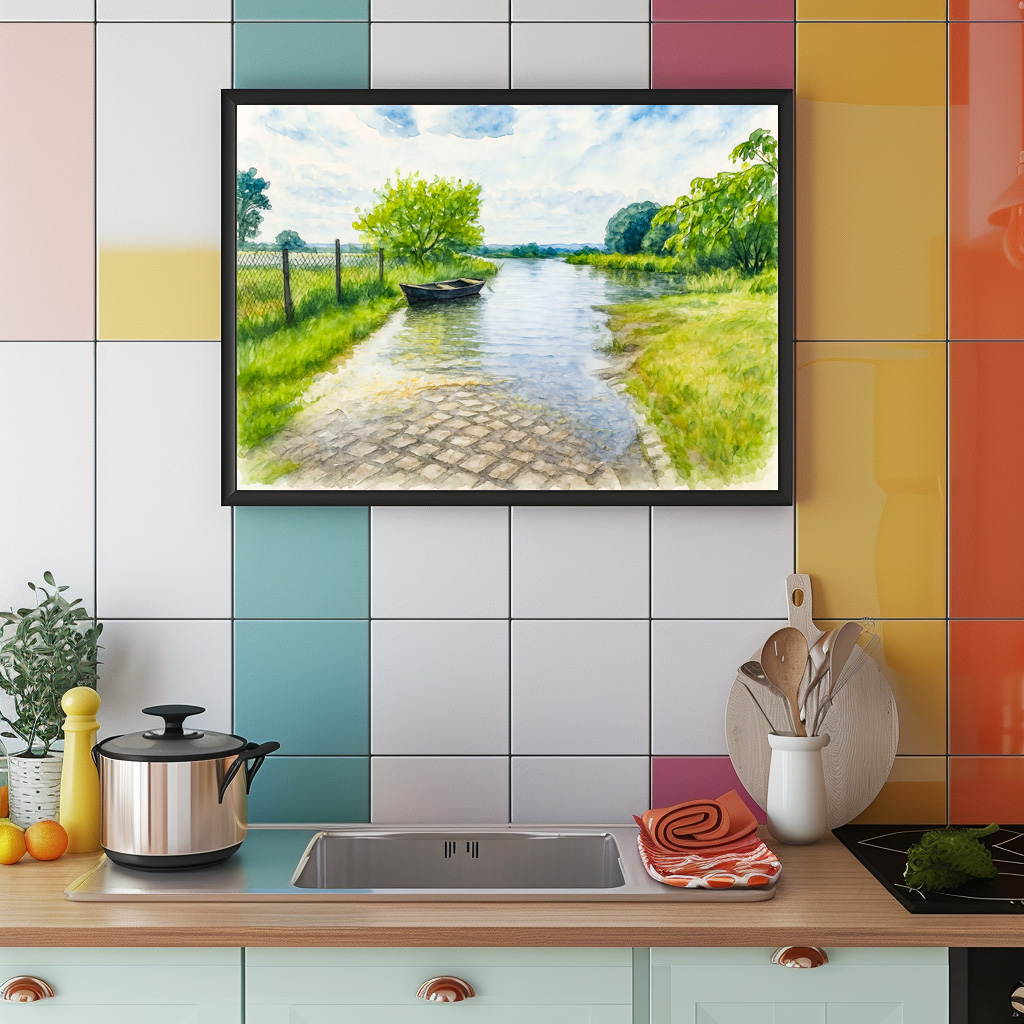Poster: Spring flood Gülpe scene aquarell havelland – Bild 2