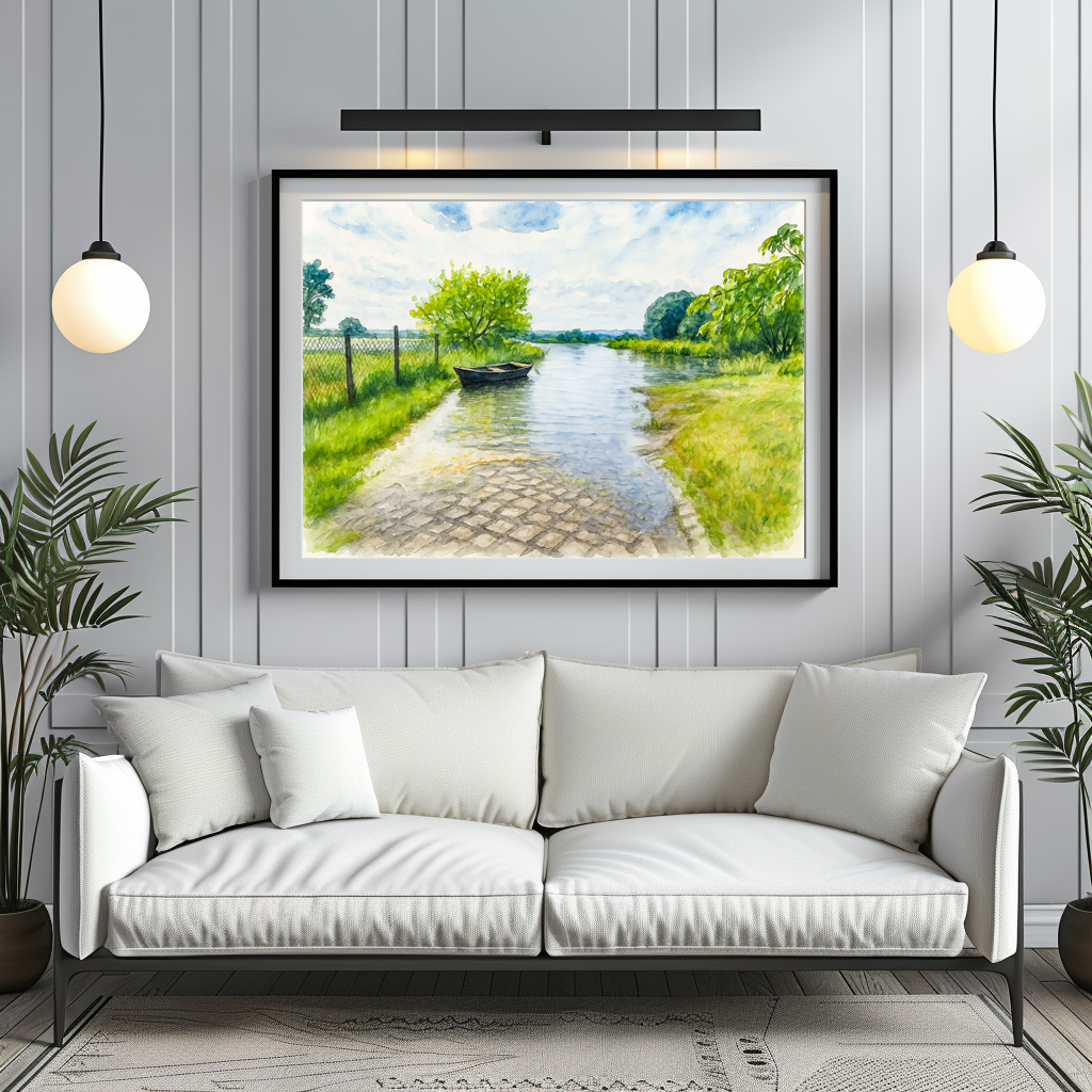 Poster: Spring flood Gülpe scene aquarell havelland