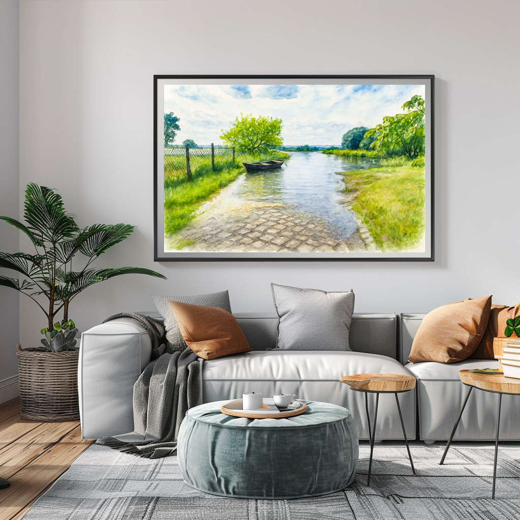 Poster: Spring flood Gülpe scene aquarell havelland – Bild 3