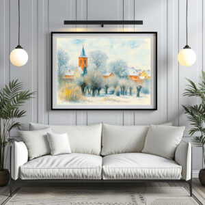 Poster: Winter Village Scene in Aquarell Havelland