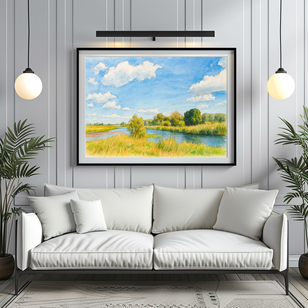 Poster: Gülpe Havel view aquarell havelland style