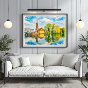 Poster: Rathenow reflection view aquarell havelland