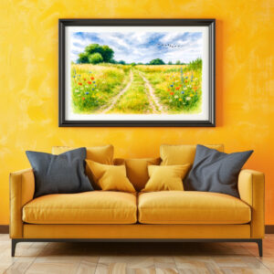 Poster: Meadow path island aquarell havelland