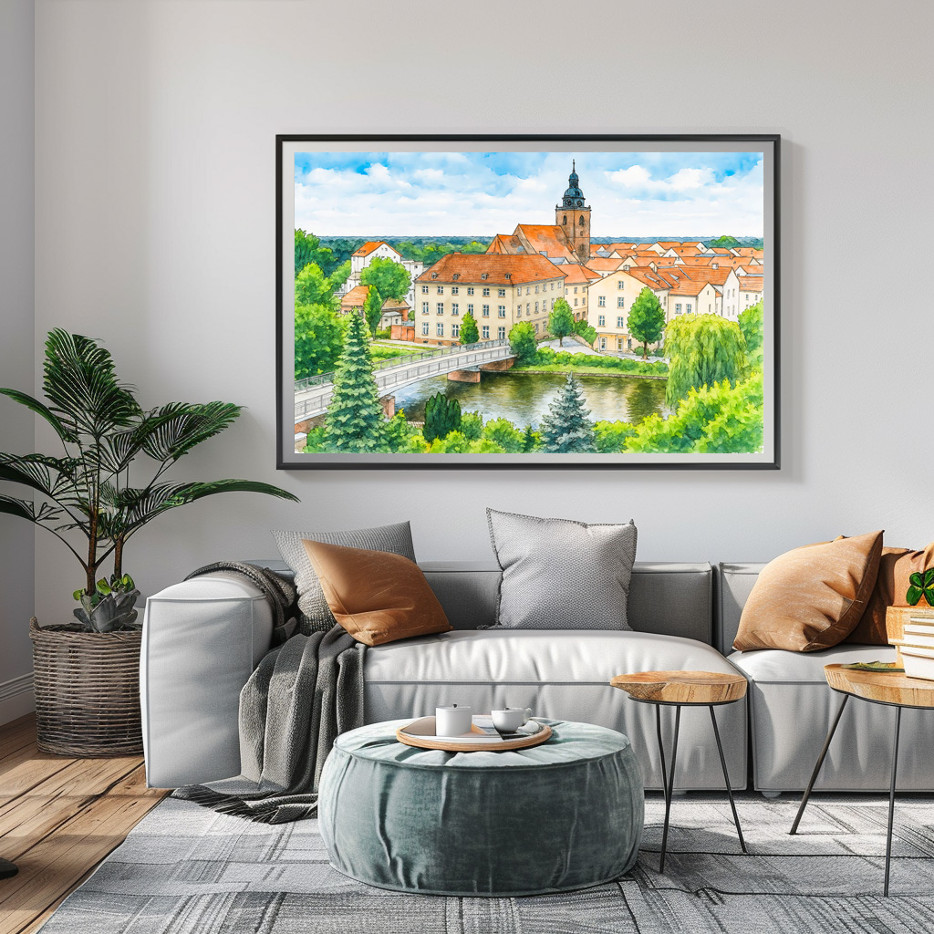 Poster: Havelberg town center aquarell havelland – Bild 3