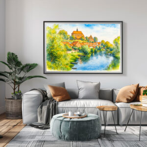 Poster: Havelberg cathedral view aquarell havelland