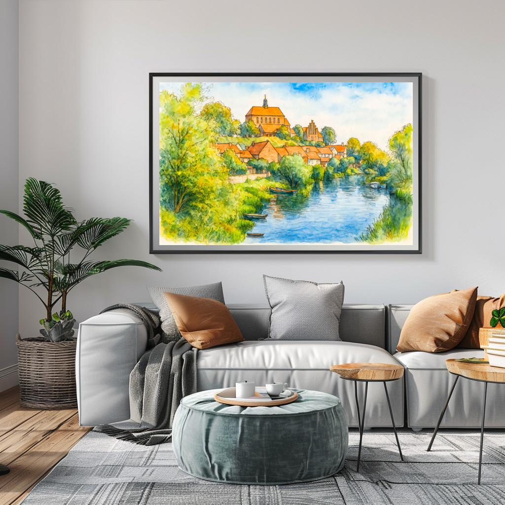 Poster: Havelberg cathedral view aquarell havelland