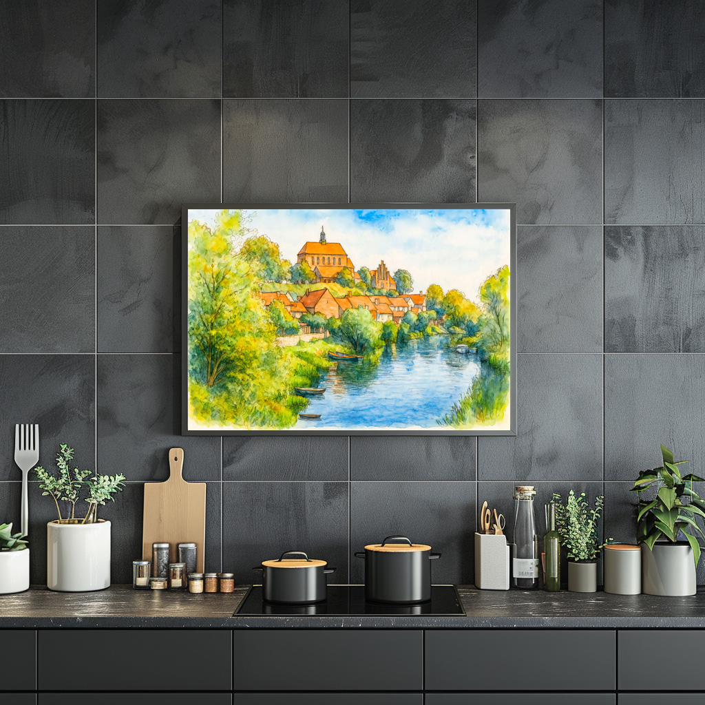 Poster: Havelberg cathedral view aquarell havelland - Imagen 3