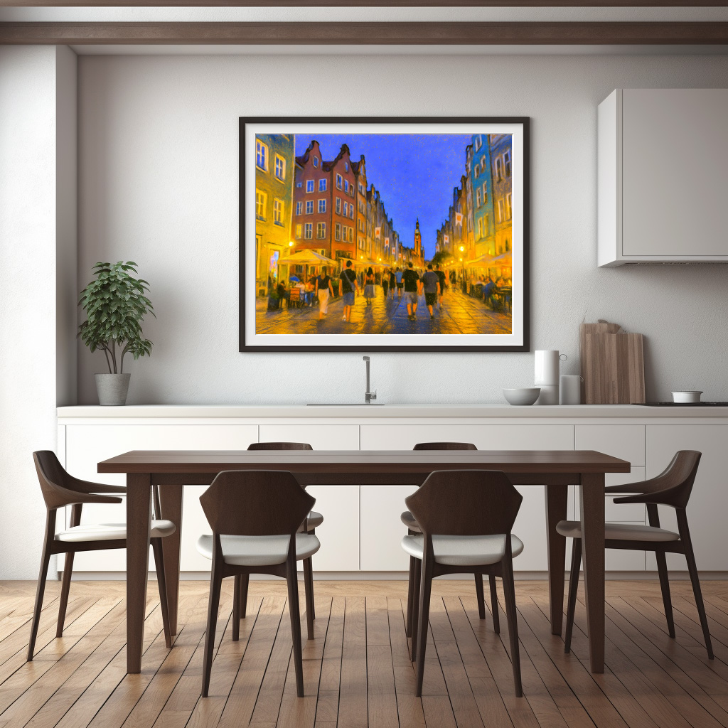 Poster: Pastel drawing of Danzig city gate view to Neptune fountain – Bild 3