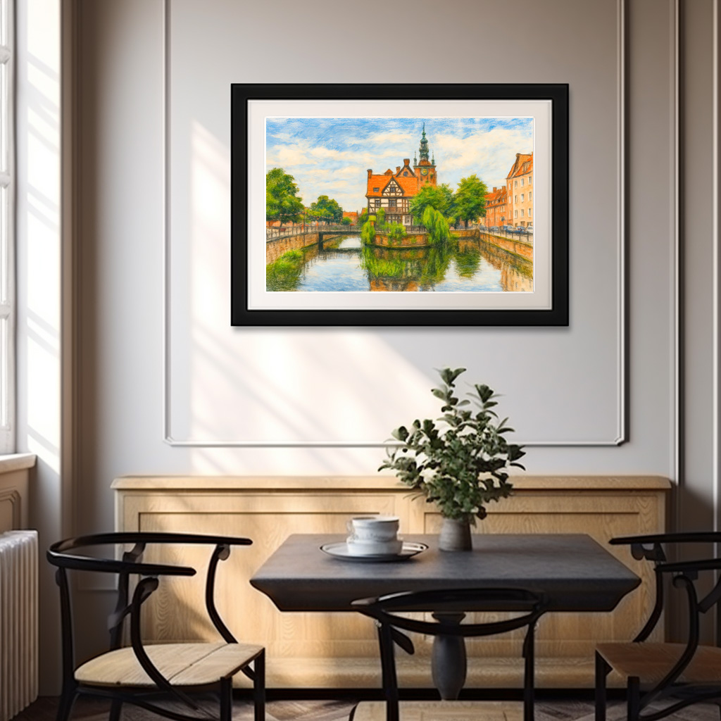 Poster: Pastel drawing of Danzig’ old mill on Radunia Canal – Bild 2