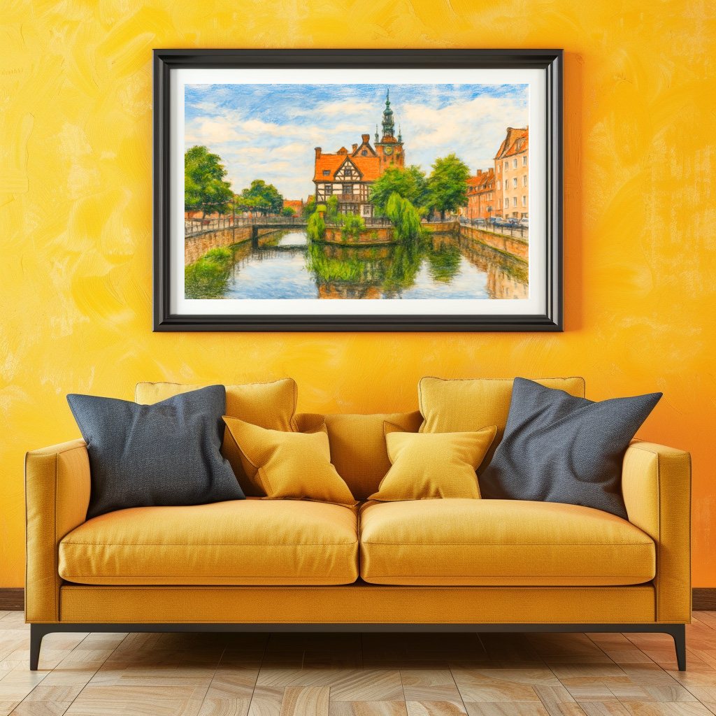 Poster: Pastel drawing of Danzig’ old mill on Radunia Canal – Bild 3