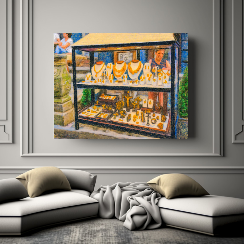 Poster: Pastel drawing of Danzig amber shop window display – Bild 3