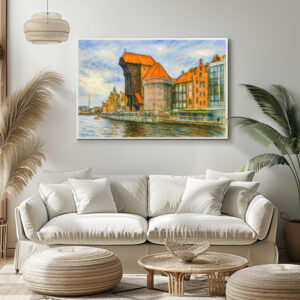 Poster: Pastel drawing of Danzig historic crane gate in daylight