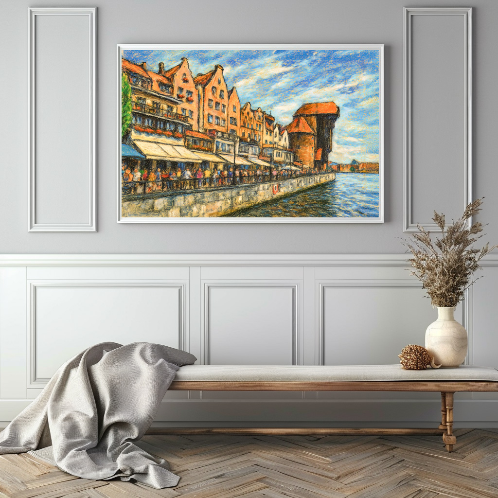 Poster: Pastel drawing of Danzig historic crane gate in daylight – Bild 2