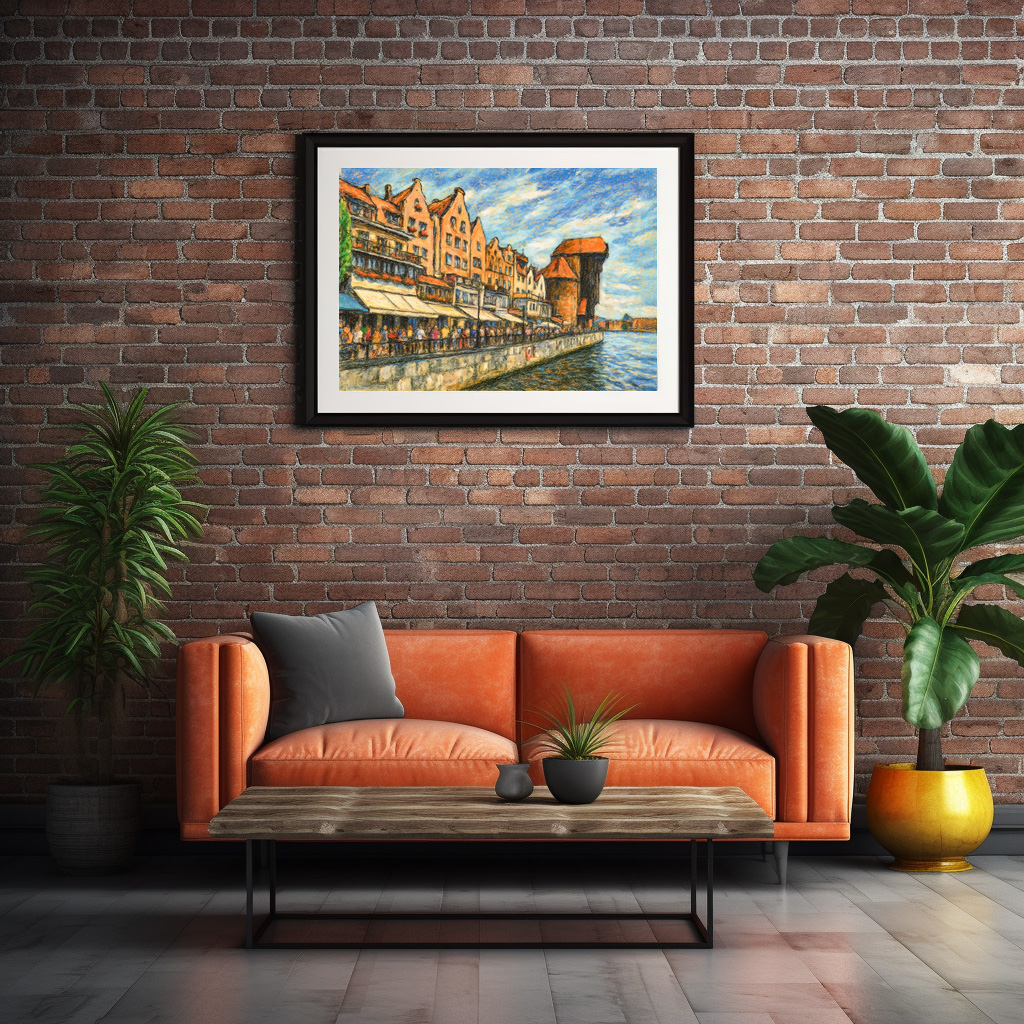 Poster: Pastel drawing of Danzig historic crane gate in daylight – Bild 3