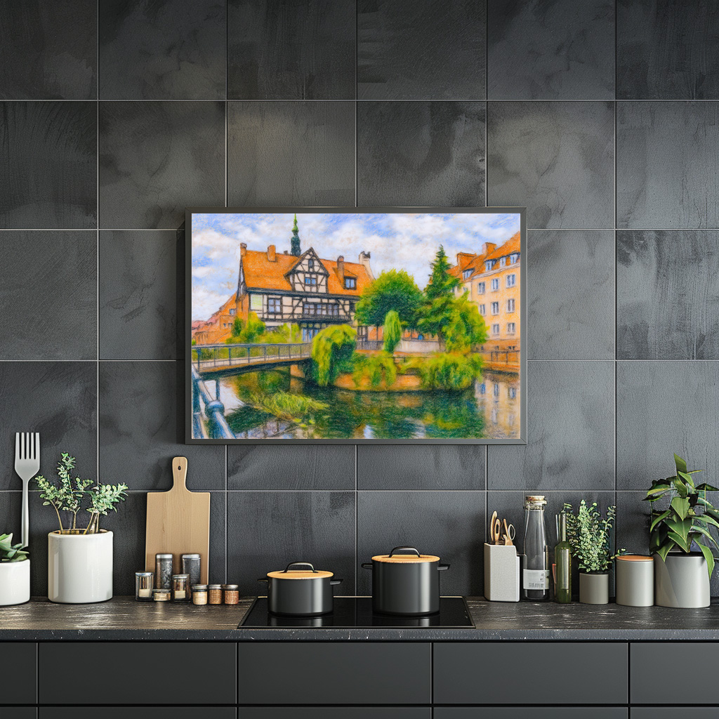 Poster: Pastel drawing of Danzig’ old mill on Radunia Canal – Bild 2
