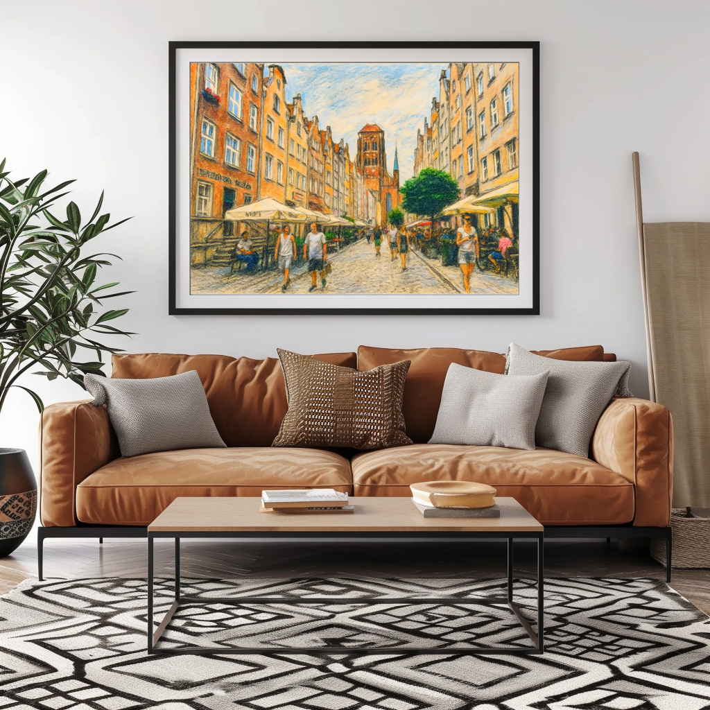 Poster: Pastel drawing of Danzig Mariacka Street in summer light – Bild 2