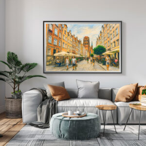 Poster: Pastel drawing of Danzig Mariacka Street in summer light
