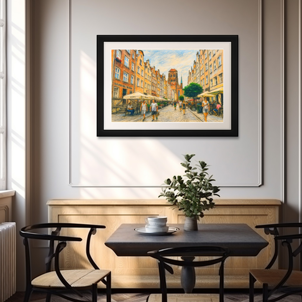 Poster: Pastel drawing of Danzig Mariacka Street in summer light – Bild 3
