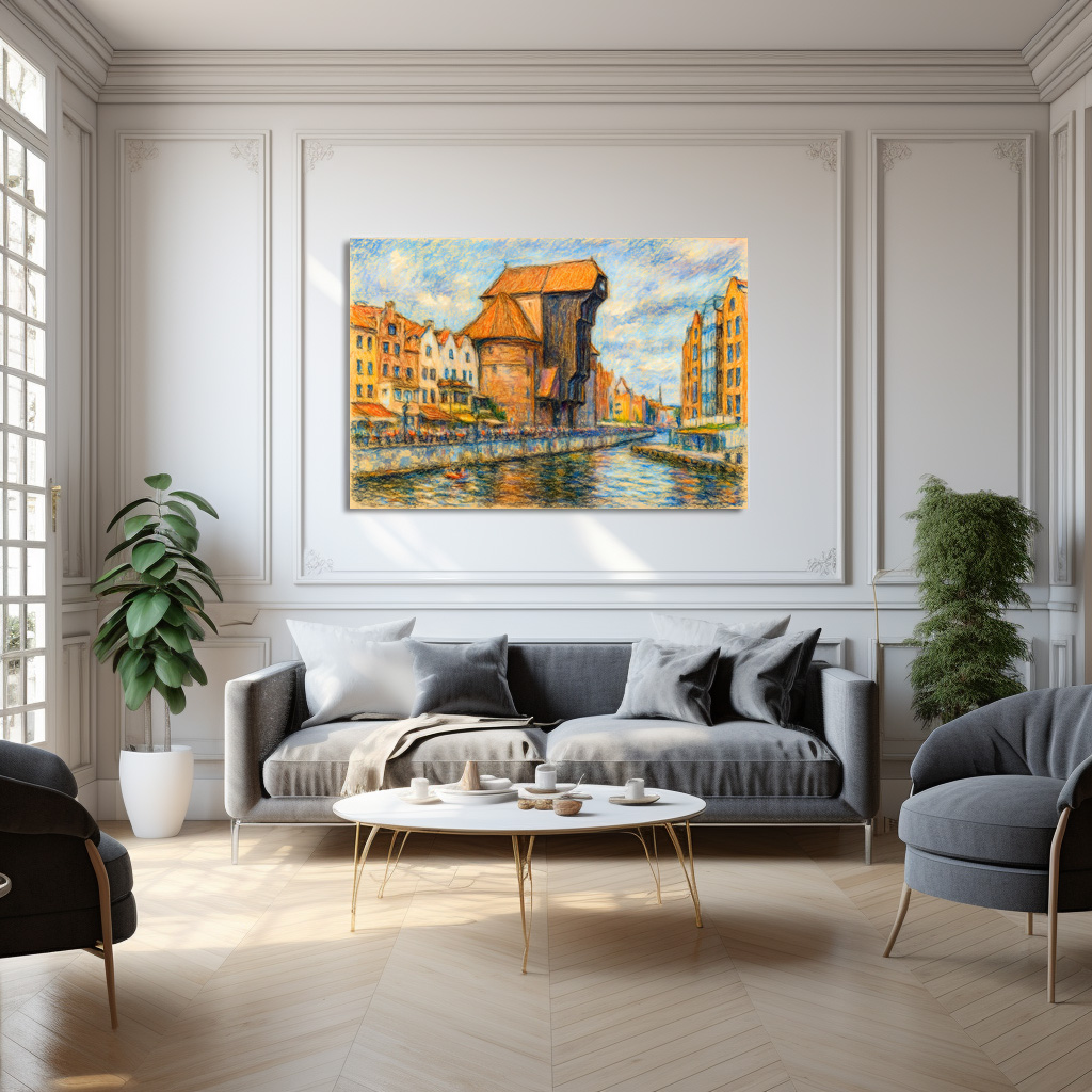 Poster: Pastel drawing of Danzig historic crane gate in daylight - immagine 3