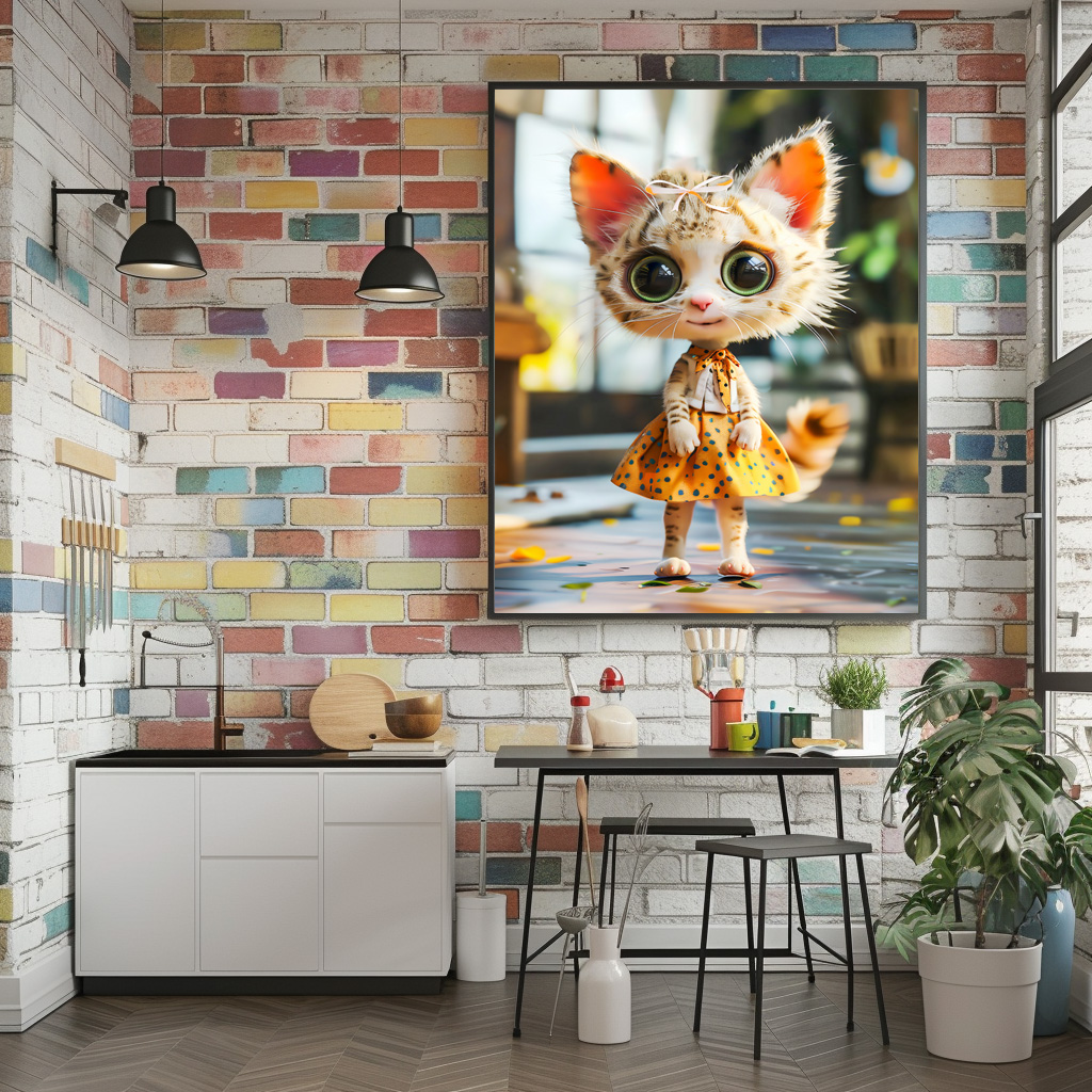 Poster: Kitten in Yellow Skirt and Blouse - immagine 2