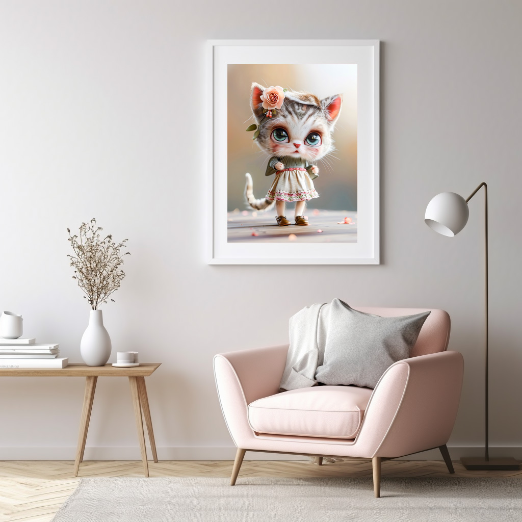Poster: Kitten in White Dress Indoors – Bild 2
