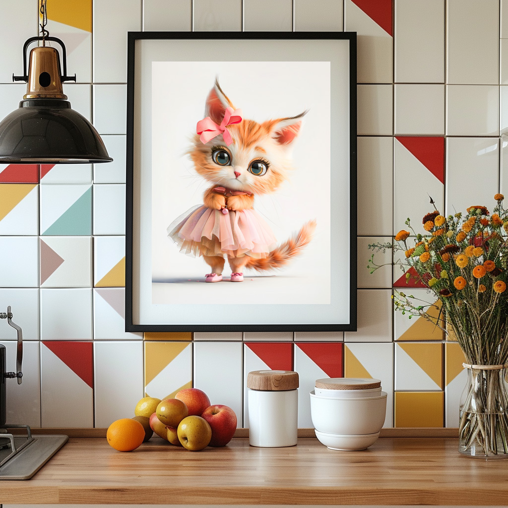 Poster: Cute Kitten in Pink Dress