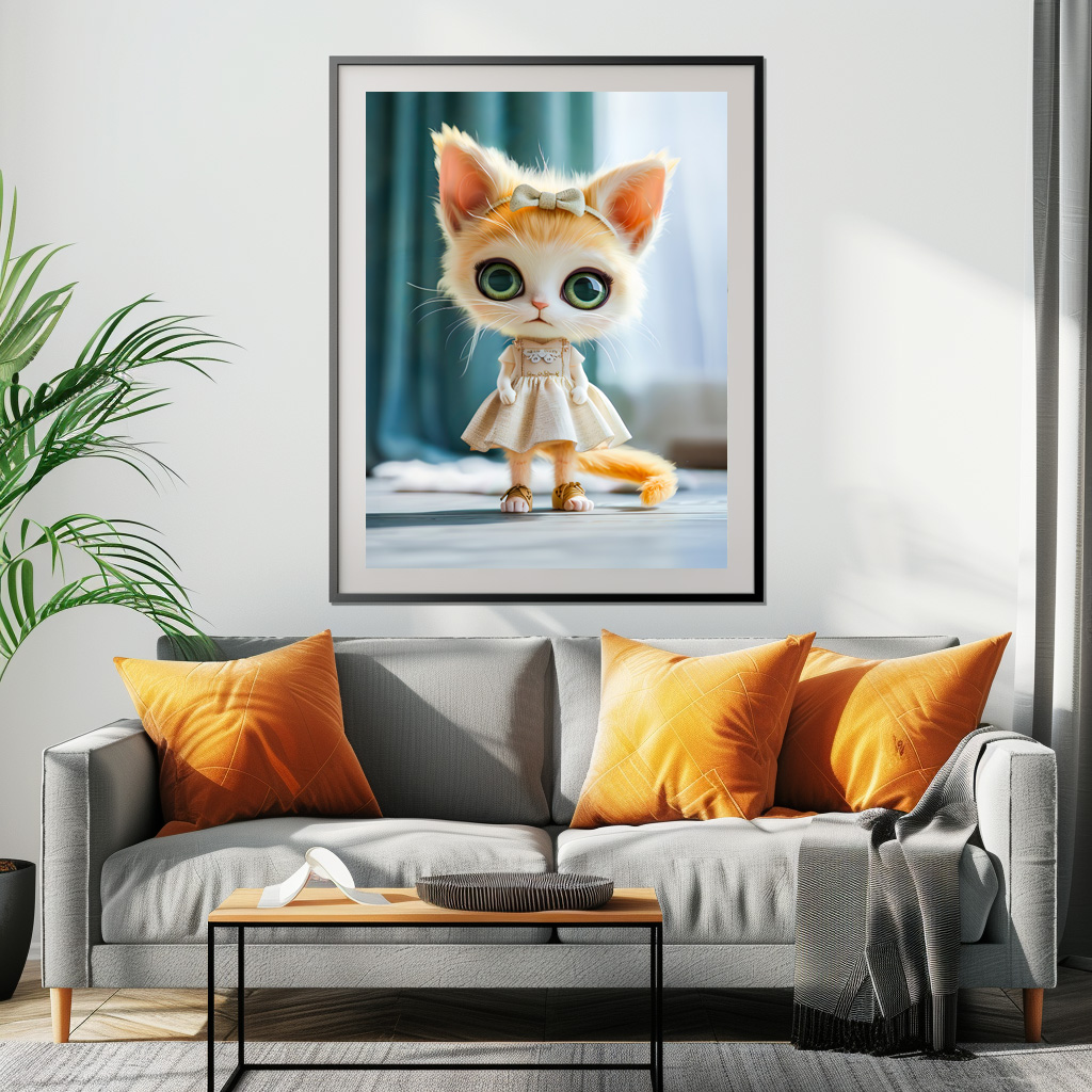 Poster: Kitten in White Dress Indoors - Image 2