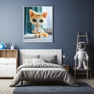 Poster: Kitten in White Dress Indoors