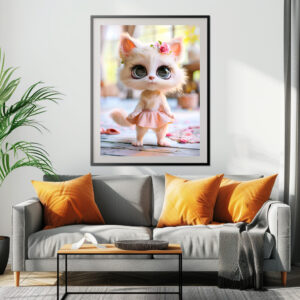 Poster: Cute Kitten in Pink Dress