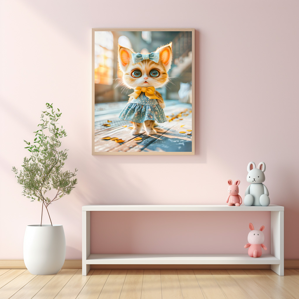 Poster: Kitten in Blue Skirt and Blouse - Imagen 2