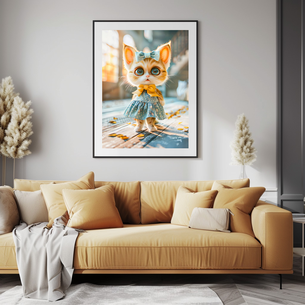 Poster: Kitten in Blue Skirt and Blouse - Imagen 3