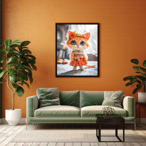 Poster: Kitten in Red Dress in Room