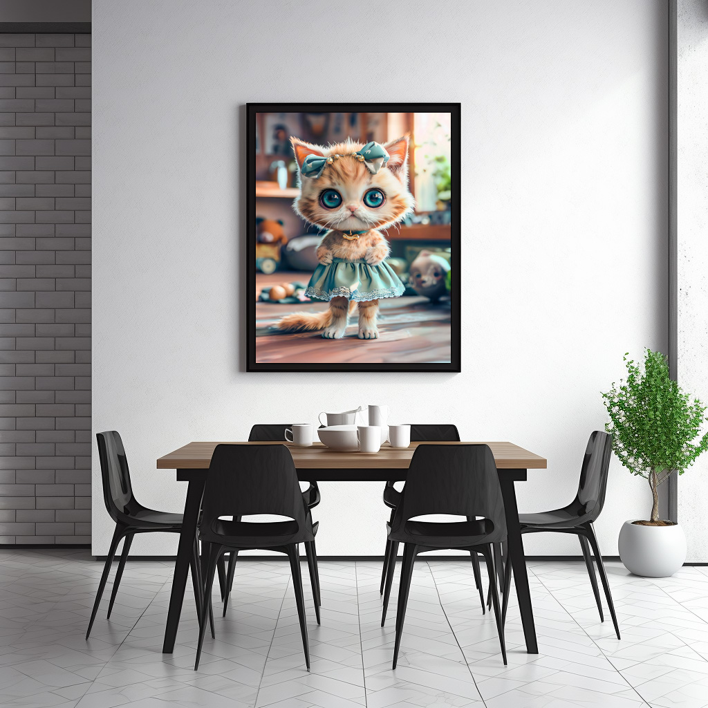 Poster: Kitten in Blue Skirt and Blouse – Image 3