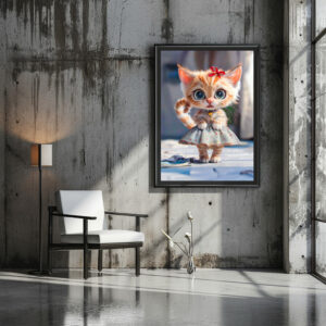 Poster: Kitten in Blue Skirt and Blouse