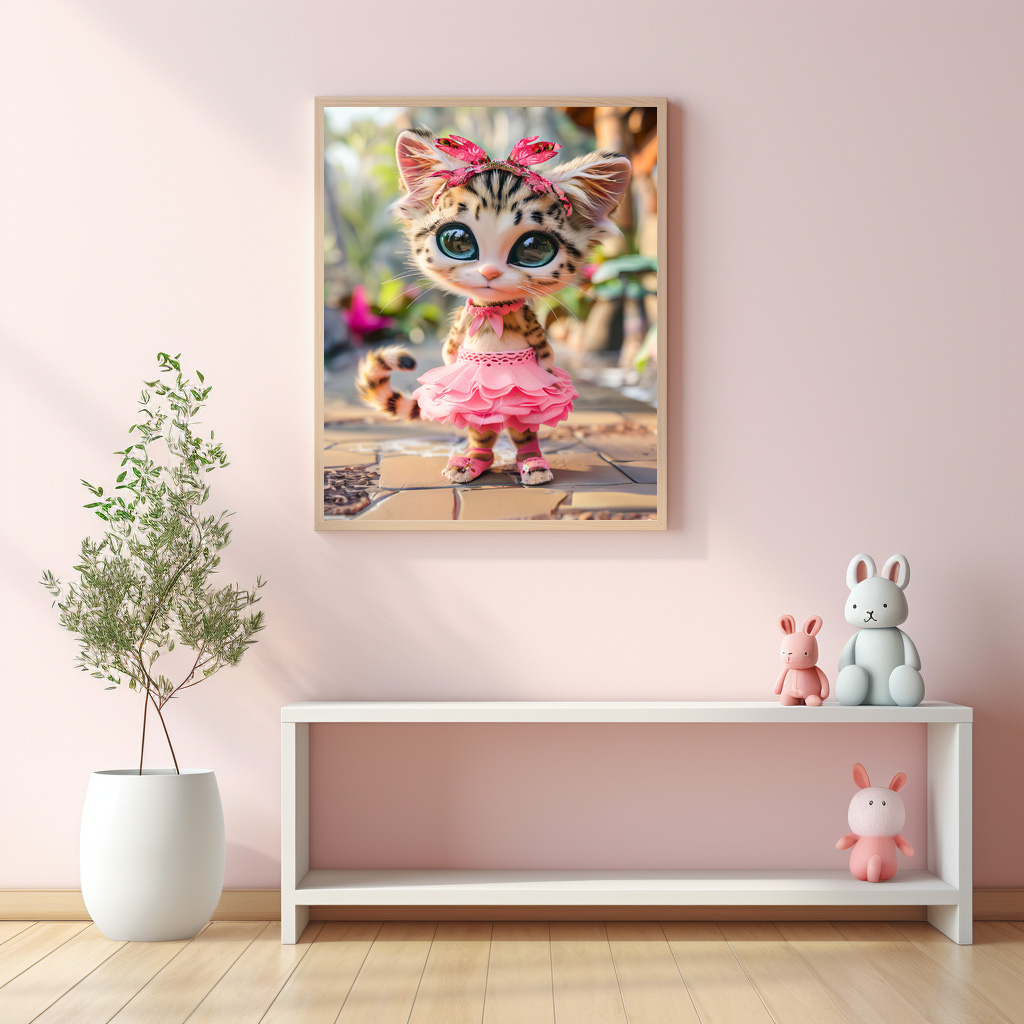 Poster: Cute Kitten in Pink Dress