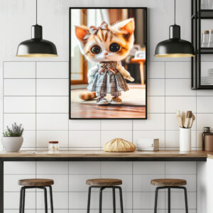 Poster: Kitten in Patterned Dress Indoors