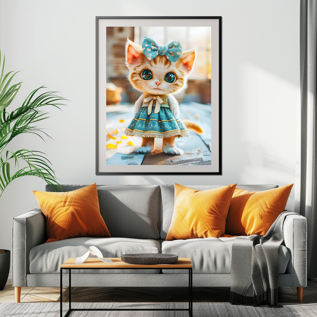 Poster: Kitten in Blue Skirt and Blouse – Bild 2