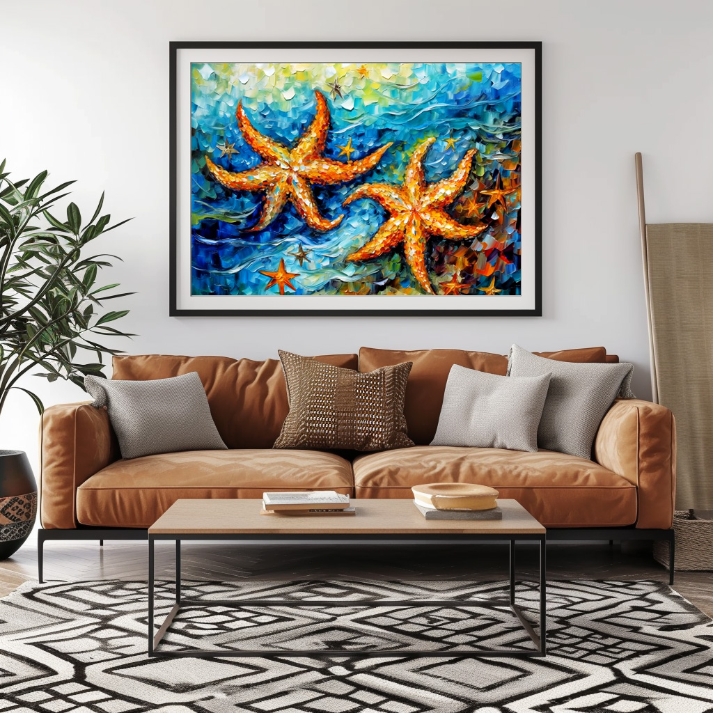 Poster: Starfish in Swirling Underwater Oil Painting - Imagen 2