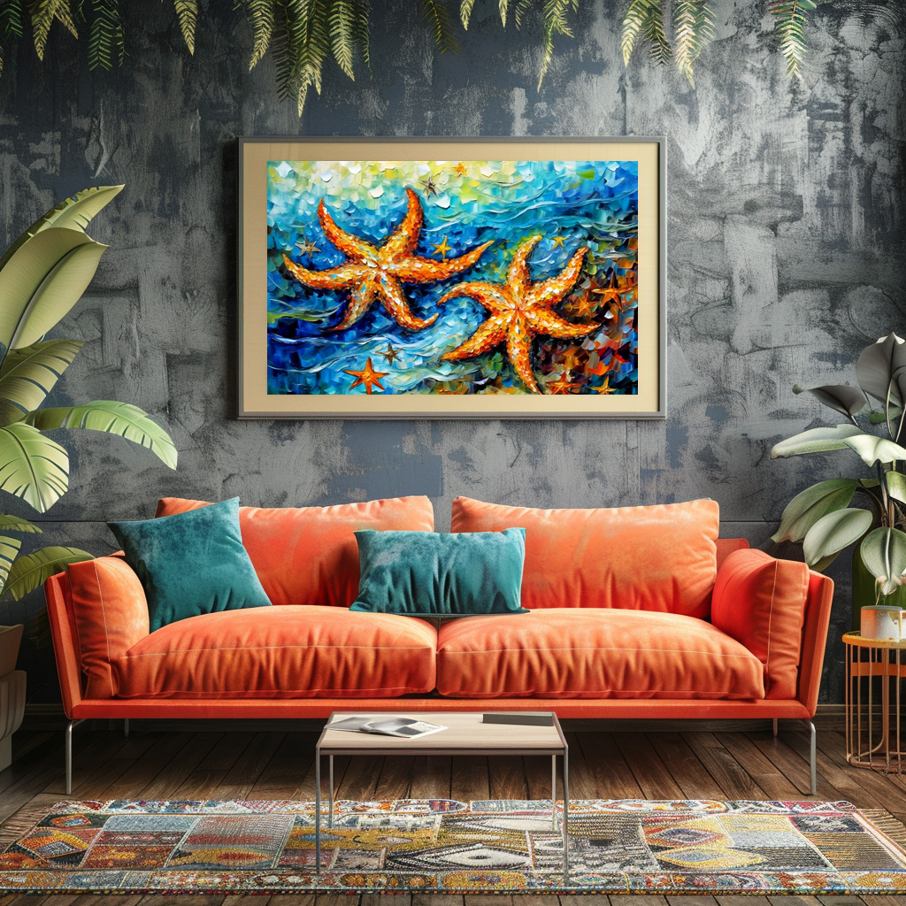 Poster: Starfish in Swirling Underwater Oil Painting - Imagen 3