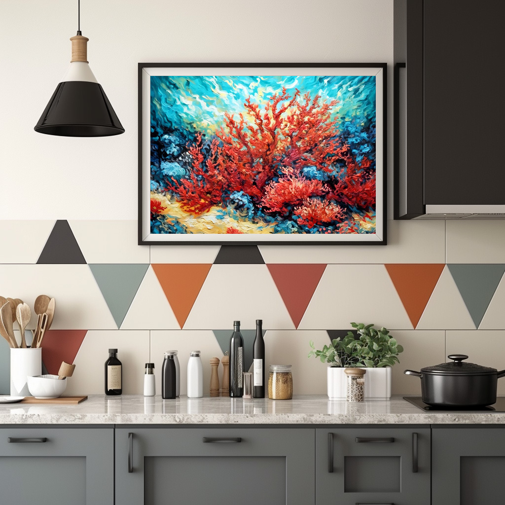 Poster: Coral Reef in Swirling Underwater Oil Painting – Bild 2