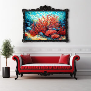 Poster: Coral Reef in Swirling Underwater Oil Painting