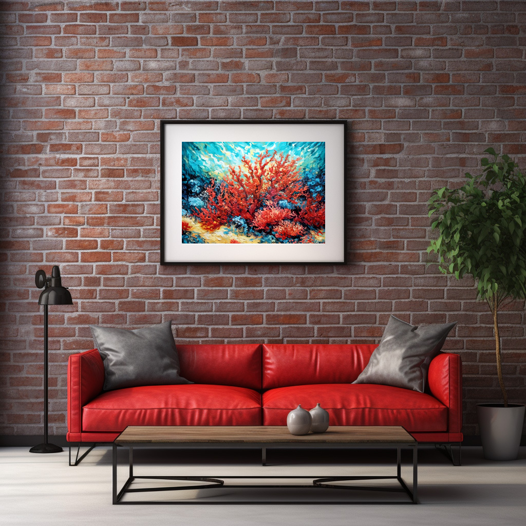 Poster: Coral Reef in Swirling Underwater Oil Painting – Bild 3