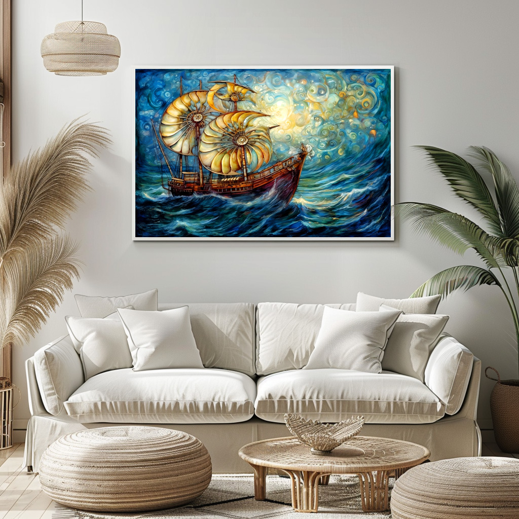 Poster: Fantastical Nautilus Ship in Swirling Ocean – Bild 3