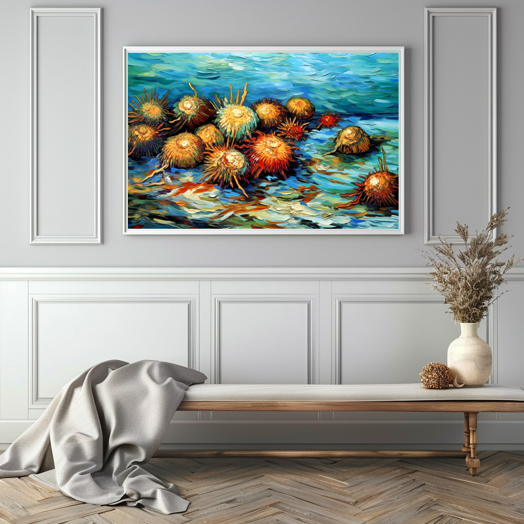 Poster: Sea Urchins in Expressive Ocean Oil Painting – Image 2