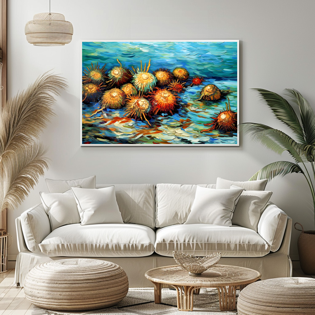 Poster: Sea Urchins in Expressive Ocean Oil Painting