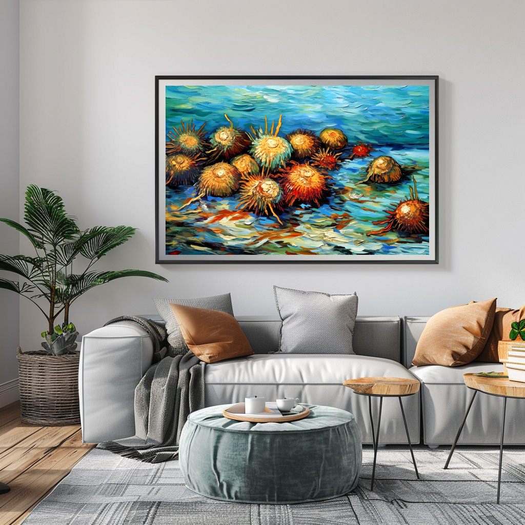 Poster: Sea Urchins in Expressive Ocean Oil Painting – Image 3
