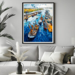 Poster: Tulip Fields with Barn and Stream Fantasy Painting