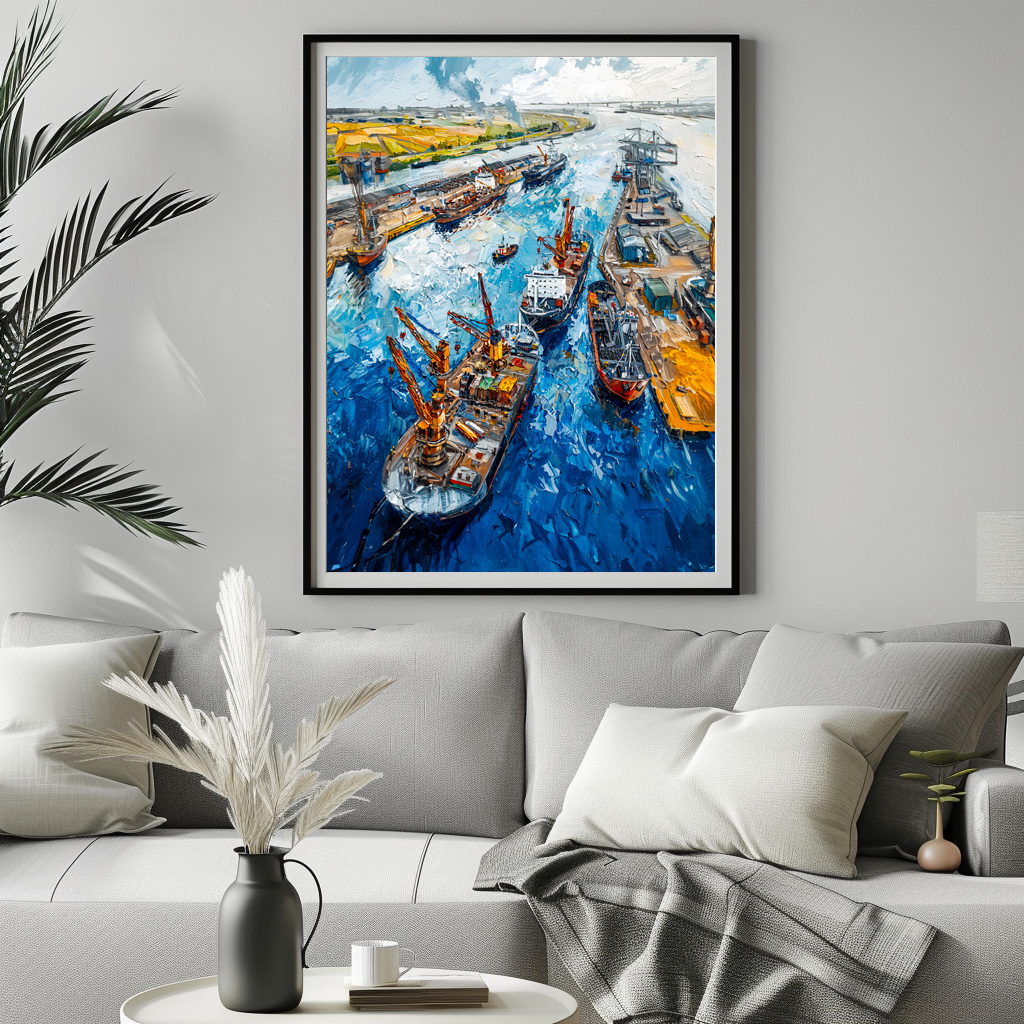 Poster: Tulip Fields with Barn and Stream Fantasy Painting